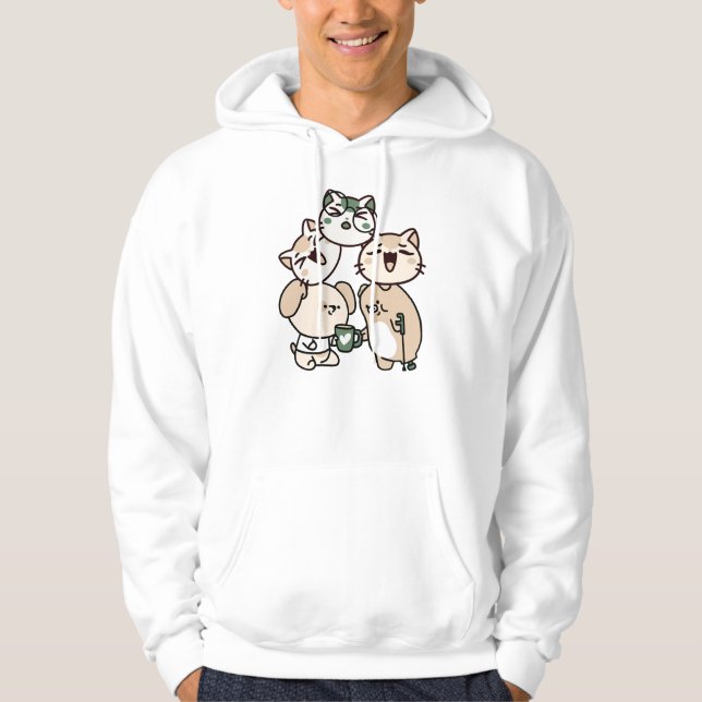 Sudadera Perro y cerdo con bastón compartiendo café (Anverso)