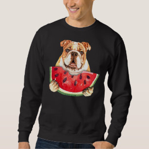 Sudadera Perro y sandía tropical de Bulldog inglés