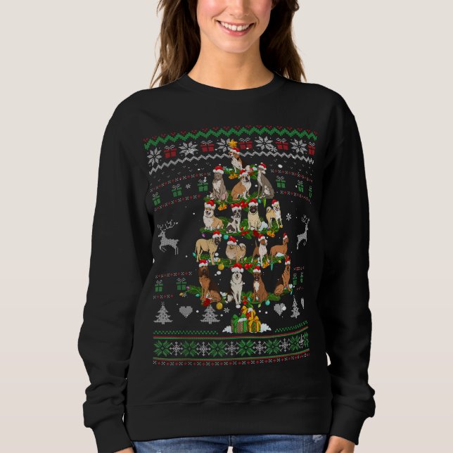 Sudadera Perros Árbol de Navidad Perro gracioso Perro Suéte (Anverso)