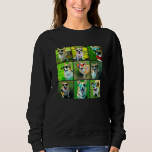 Sudadera Perros Corgi con gafas de sol coloridas geniales A