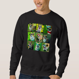 Sudadera Perros Corgi con gafas de sol coloridas geniales A