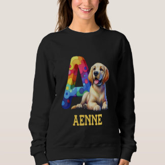 Sudadera Perros Cute Letra Aenne Nombre Perro Arcoiris