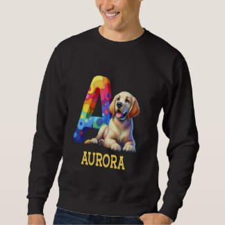 Sudadera Perros Cute Letra Aurora Nombre Perro Arcoiris