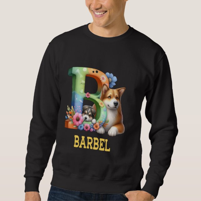 Sudadera Perros Cute Letra Barbel Nombre Perro Arcoiris (Anverso)