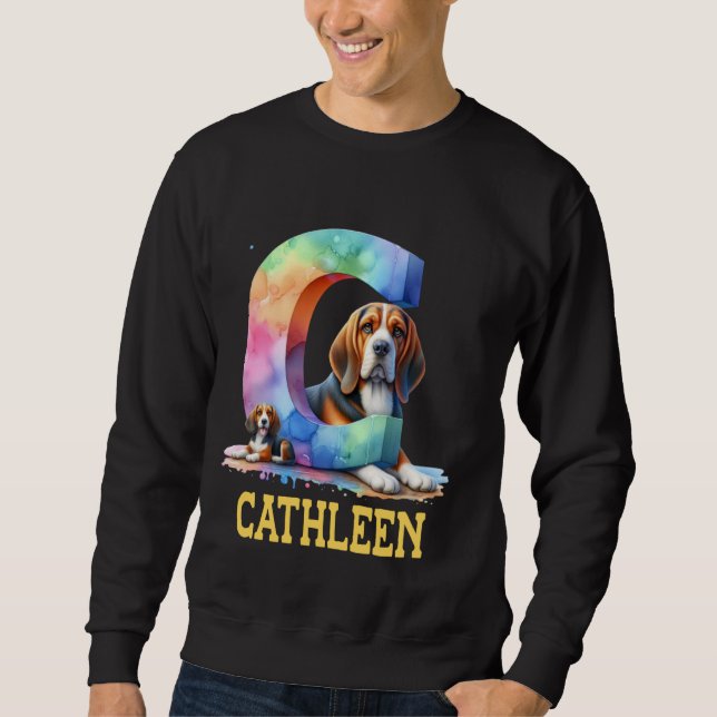Sudadera Perros Cute Letra Cathleen Nombre Perro Arcoiris (Anverso)