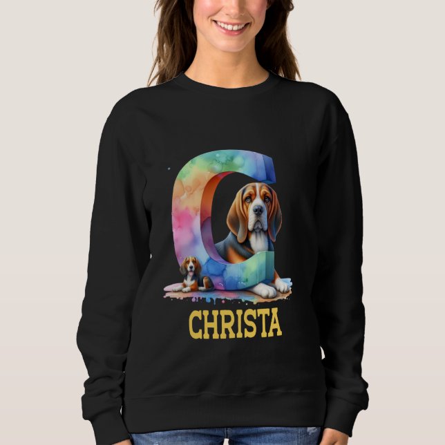 Sudadera Perros Cute Letra Christa Nombre Perro Arcoiris (Anverso)