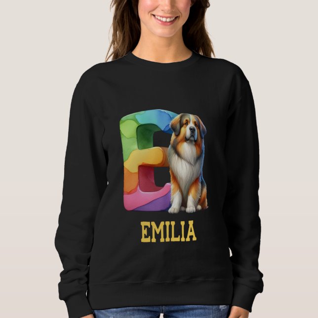 Sudadera Perros Cute Letra Emilia Nombre Perro Arcoiris (Anverso)