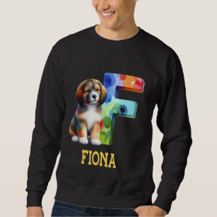 Sudadera Perros Cute Letra Fiona Nombre Perro Arcoiris
