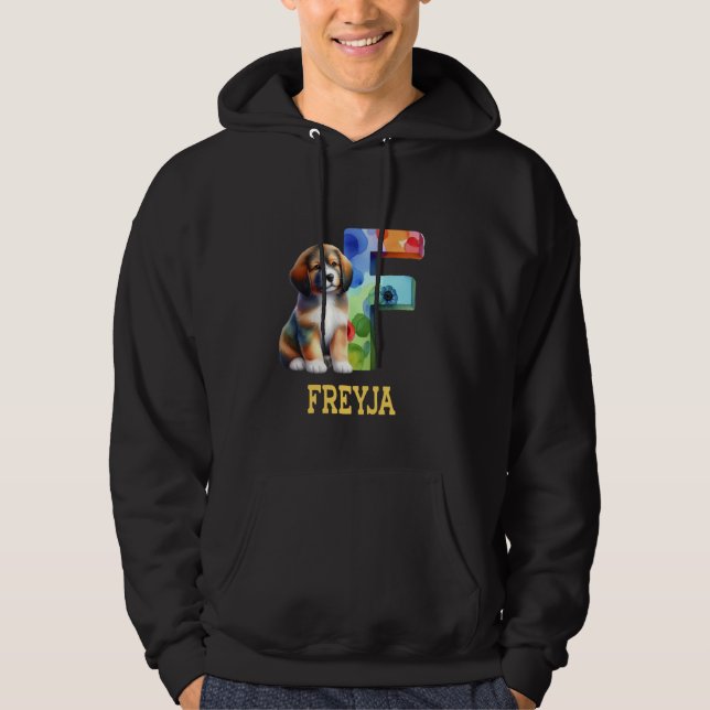 Sudadera Perros Cute Letra Freyja Nombre Perro Arcoiris (Anverso)