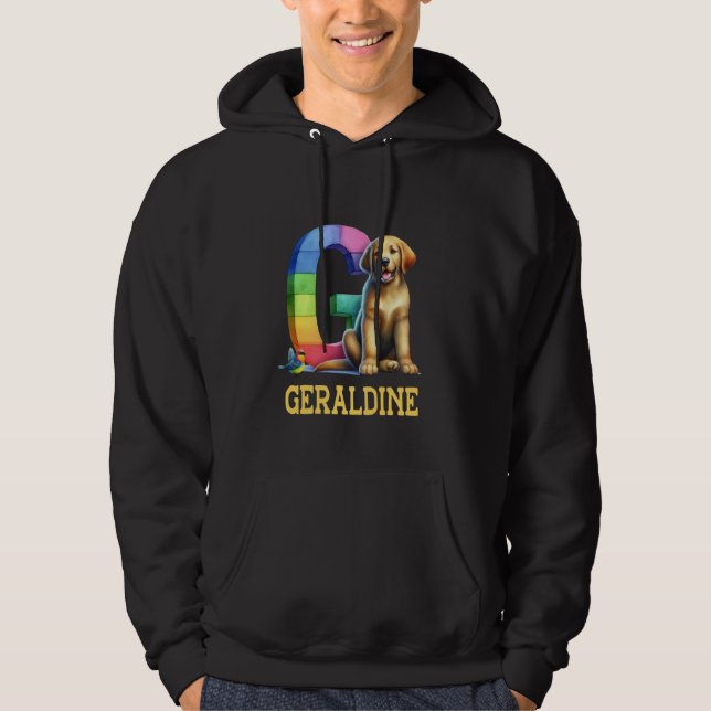 Sudadera Perros Cute Letra Geraldine Nombre Perro Arcoiris (Anverso)