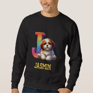 Sudadera Perros Cute Letra Jasmin Name Rainbow Dog