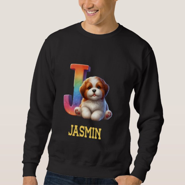 Sudadera Perros Cute Letra Jasmin Name Rainbow Dog (Anverso)