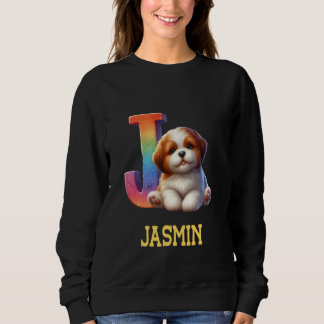 Sudadera Perros Cute Letra Jasmin Name Rainbow Dog