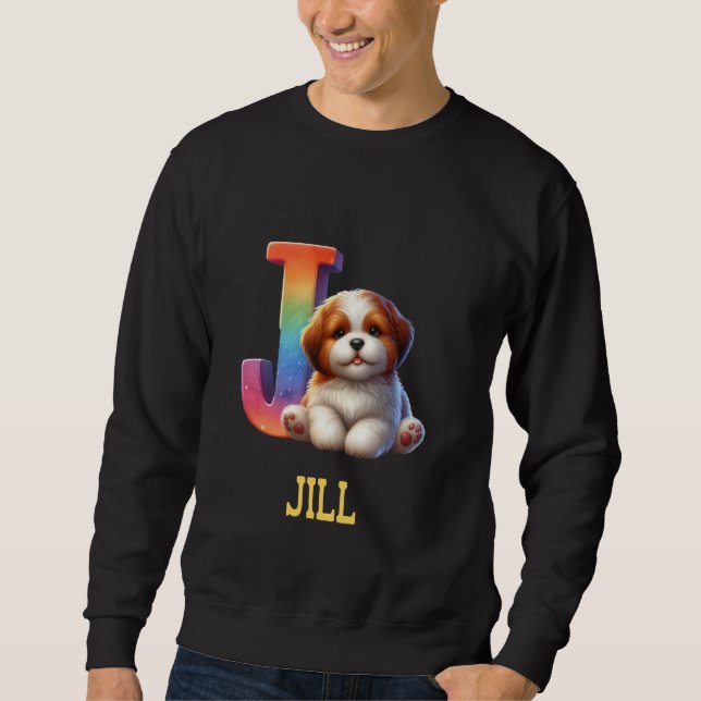 Sudadera Perros Cute Letra Jill Name Rainbow Dog (Anverso)