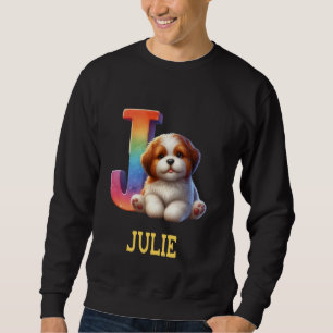Sudadera Perros Cute Letra Julie Nombre Perro Arcoiris