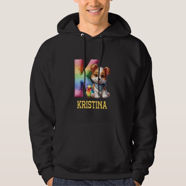 Sudadera Perros Cute Letra Kristina Nombre Perro Arcoiris (Anverso)