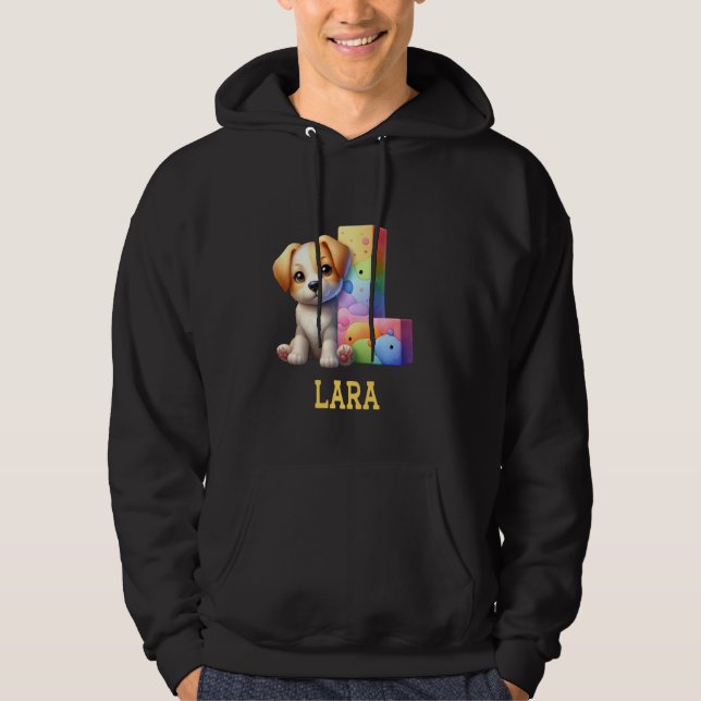 Sudadera Perros Cute Letra Lara Nombre Perro Arcoiris (Anverso)