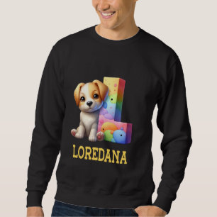 Sudadera Perros Cute Letra Loredana Nombre Perro Arcoiris