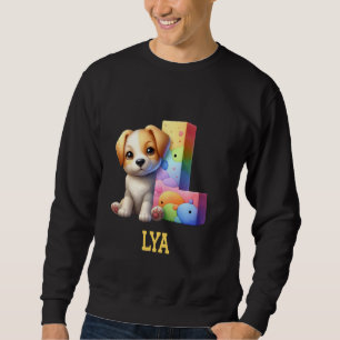 Sudadera Perros Cute Letra Lya Name Rainbow Dog