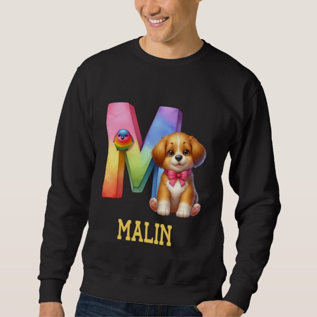 Sudadera Perros Cute Letra Malin Nombre Perro Arcoiris (Anverso)