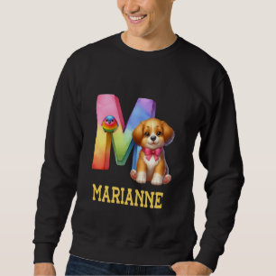 Sudadera Perros Cute Letra Marianne Nombre Perro Arcoiris