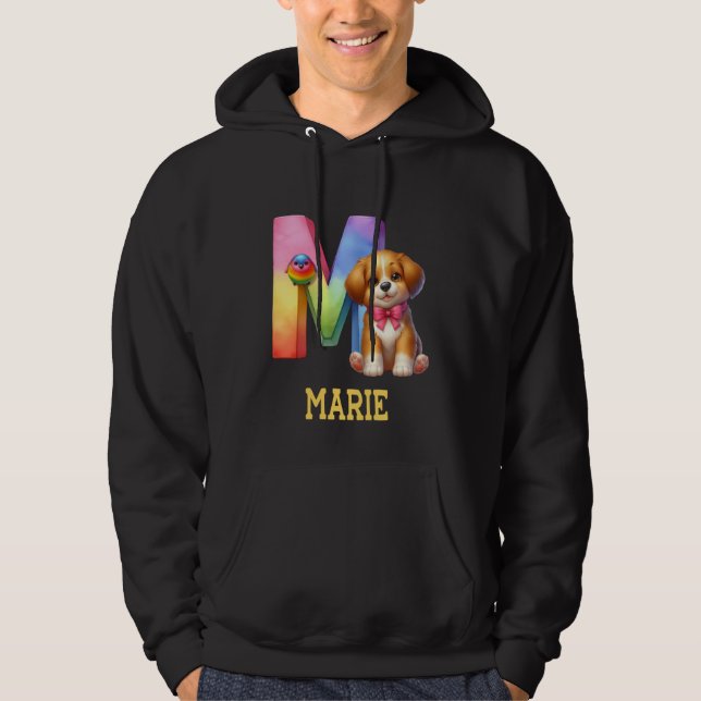 Sudadera Perros Cute Letra Marie Nombre Perro Arcoiris (Anverso)