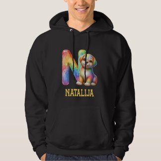 Sudadera Perros Cute Letra Natalija Nombre Perro Arcoiris