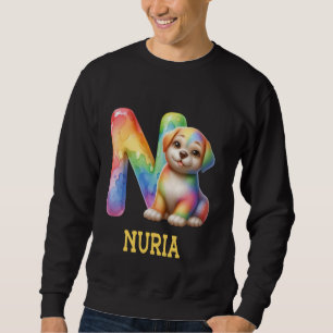 Sudadera Perros Cute Letra Nuria Nombre Perro Arcoiris