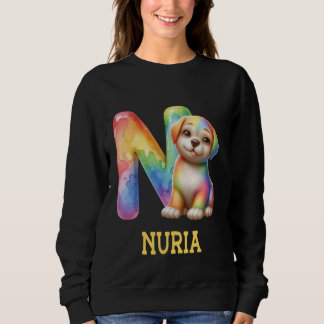 Sudadera Perros Cute Letra Nuria Nombre Perro Arcoiris
