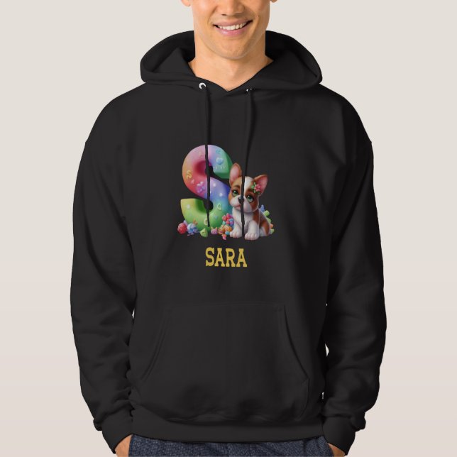 Sudadera Perros Cute Letra Sara Nombre Perro Arcoiris (Anverso)