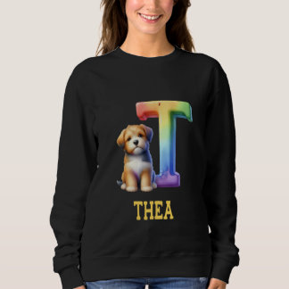 Sudadera Perros Cute Letra Thea Name Rainbow Dog