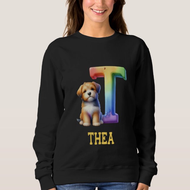 Sudadera Perros Cute Letra Thea Name Rainbow Dog (Anverso)