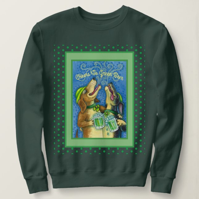 SUDADERA PERROS HOUND IRLANDESES, ST. LA CERVEZA VERDE DEL  (Anverso del diseño)