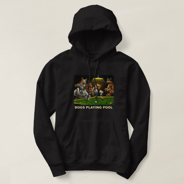 Sudadera Perros jugando al billar arte Cachorros de papel (Diseño del anverso)