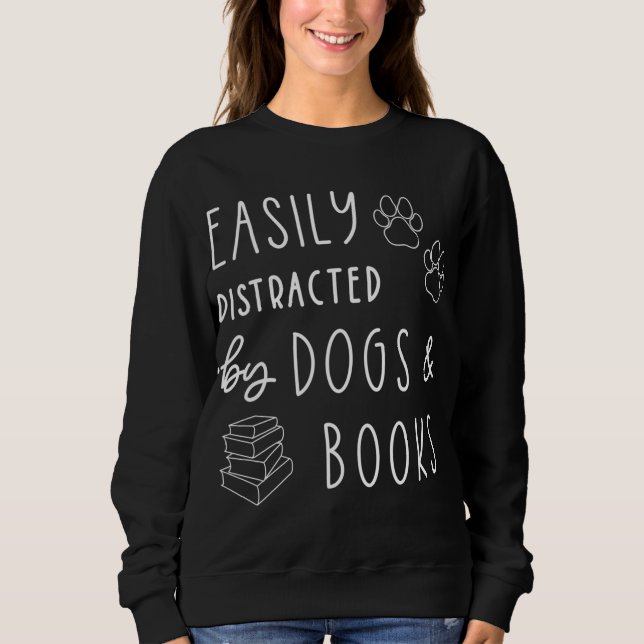Sudadera Perros Perros Fácilmente Distrados Libros Perros G (Anverso)