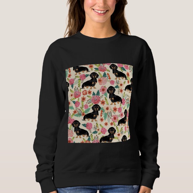 Sudadera Perros Y Flores Dachshund (Anverso)