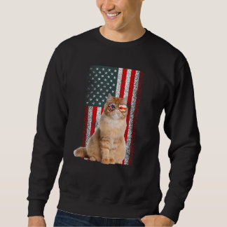 Sudadera Persian Cat  US Flag Sunglasses Independence Day