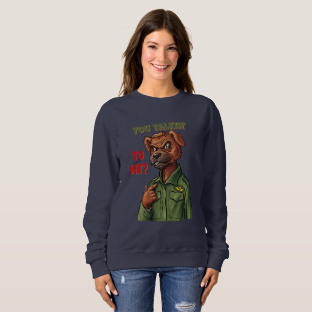 Sudadera Personaje de perro con cita icónica de película (Anverso completo)