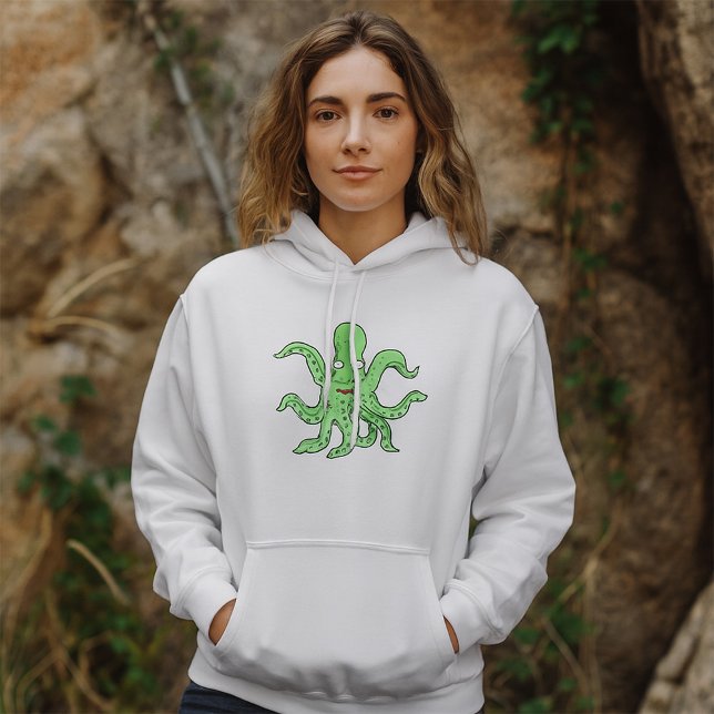 Sudadera Personaje de pulpo verde Monstruo del mar Quirky (Subido por el creador)