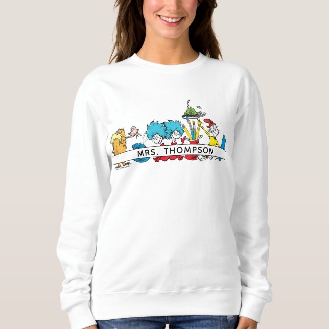 Sudadera Personajes y nombre del profesor del Dr. Seuss (Anverso)