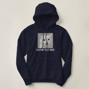 Sudadera Personaliza Gato Amante Azul Marino Texto Blanco F