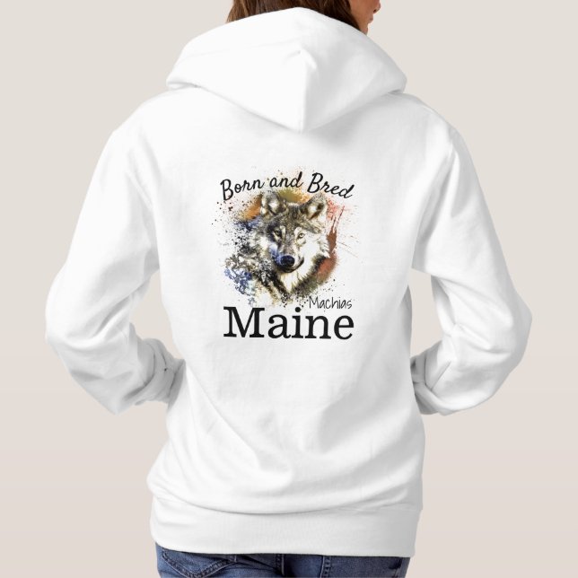 Sudadera Personaliza hecha en tu ciudad, lobo estatal (Reverso)