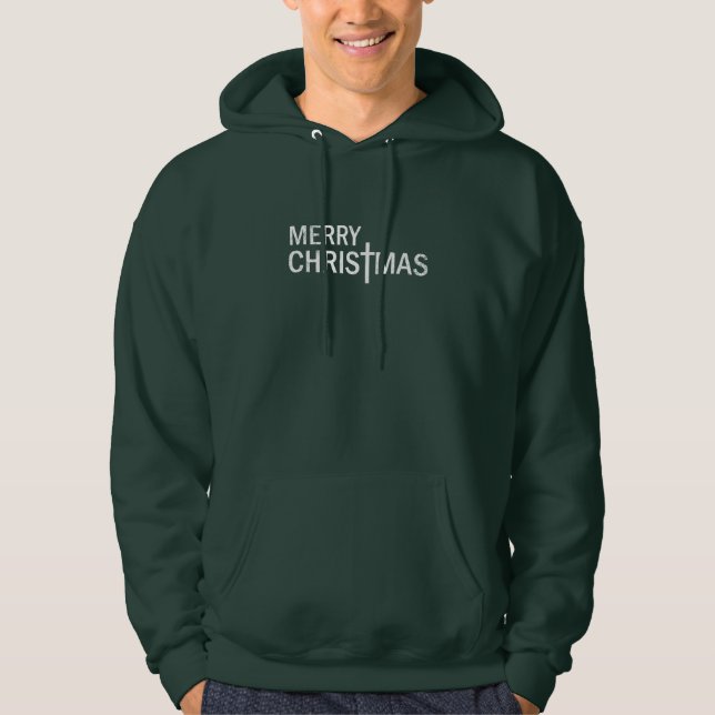 Sudadera Personalizable cristiano Feliz Navidad con cruz (Anverso)