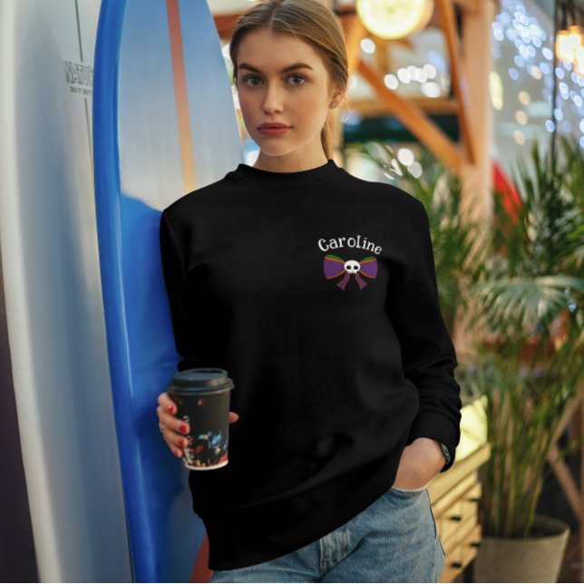 Sudadera Personalizable Halloween Skull Bow (Subido por el creador)