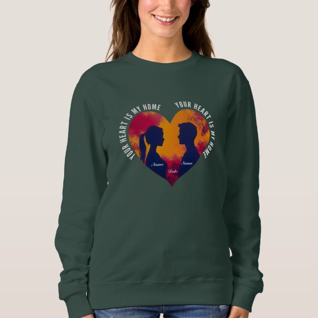 Sudadera Personalizable Heart Home Romantic Couple Women's  (Anverso)