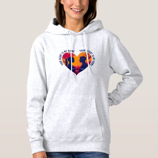 Sudadera Personalizable Heart Is My Home Couple Silhouette  (Anverso)