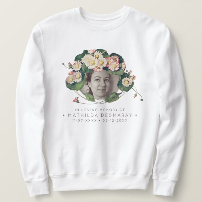 Sudadera Personalizable Memorial Art Nouveau Daisies Light (Anverso del diseño)