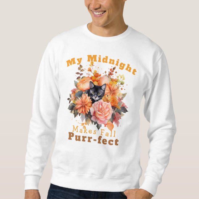 Sudadera Personalizable Purr-fect Autumn Cat Midnight (Anverso)