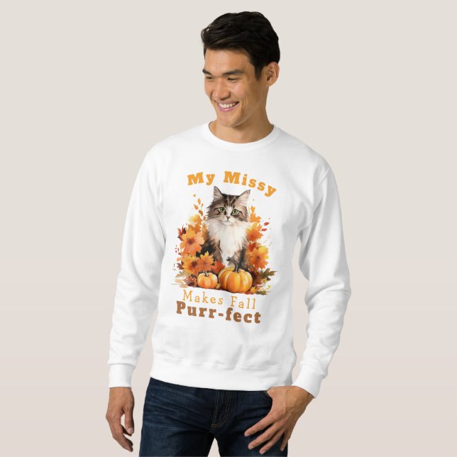Sudadera Personalizable Purr-fect Autumn Cat Missy (Anverso completo)