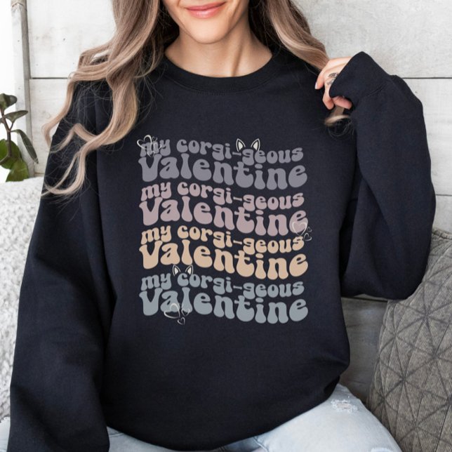 Sudadera Personalizable retro de Valentine Corgi Mom (Subido por el creador)